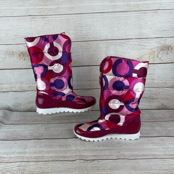 Coach Jolt Signature Puff Womens Sz 10B Snow Boots Pink Purple - Picture 2 of 9